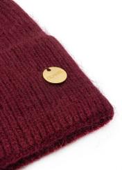 Burgundy women's hat CZADT-0206-49(Z25) - close-up of the detail on a white background.