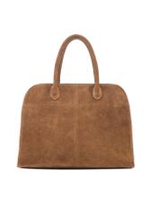 Cognac suede handbag TORES-1191-88(Z25), back view of the product on a white background.