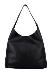 Black leather shopper bag TORES-1372-9I(Z26) - product view from the back, on a white background.