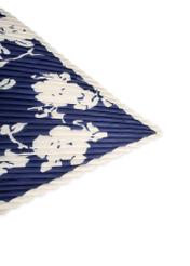 Blue women's scarf with logo SZADT-0192-7P(W26), close-up of the product on a white background.