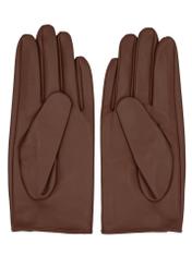 Camel leather women's gloves REKDS-0113-1D(Z26), product view from above, on white background.
