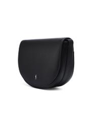 Women's black leather messenger bag TORES-1352-99(Z26). Side view, diagonal, on a white background.