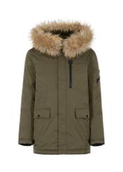 Men's khaki jacket with hood KURMT-0317-55(Z23)-04