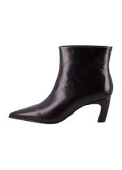 Women's leather ankle boots in burgundy color BUTYD-1338-4E(Z26) - side view of the product, on a white background.
