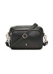 Black leather women's shoulder bag TORES-1331-99(Z26), front product view on white background.