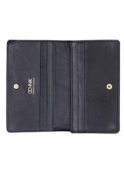 Black large leather women's wallet PORES-1011-99(Z26) - product view from above, on a white background.