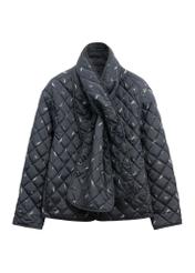 Women's reversible jacket with lilac pattern KURDT-0710-99(Z26) - front product view, on white background.