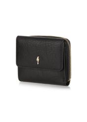 Small women's black leather foldable wallet PORES-0816-99(Z24)-03