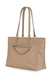 Beige women's handbag with pocket TOREC-0753-81(W23)-02