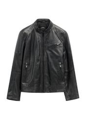 Black men's leather jacket KURMS-0400-99(W26), front product view on white background.