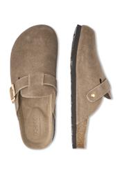 Women's suede flip-flops in cool beige BUTYD-1267-1K(W26)