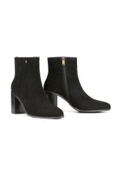 Black suede women's ankle boots BUTYD-1213-98(Z25), diagonal product view on a white background.