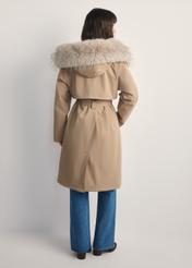 Beige women's winter jacket KURDT-0613-81(Z25) - back view of the product, on a model against a white background. Full body visible.