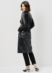 Black long leather coat for women KURDS-0464-5344(W24)-03