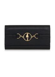 Large black women's wallet with decorative strap POREC-0357-99(Z23)-01
