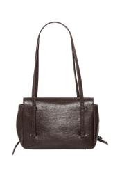 Small brown women's handbag with bows TOREC-1379-1H(Z26), back view of the product on a white background.