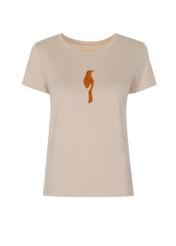 Beżowy T-shirt damski z wilgą TSHDT-0090-80(W22)-02