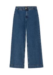 Women's wide leg jeans in dark navy blue JEADT-0019-7D(Z26), front product view on white background.