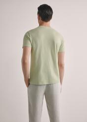 Men's sage cotton T-shirt TSHMT-0149-8F(W26), back view of the product on the model. Half of the silhouette visible.