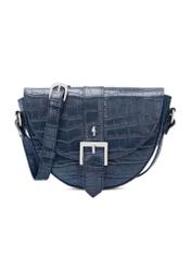 Navy blue croco leather handbag TORES-0707F-7D(W26), front product view on white background.
