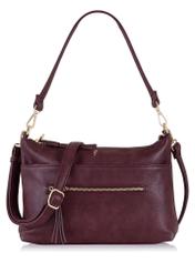 Maroon women's three-compartment handbag TOREC-0838-49(Z23)-01