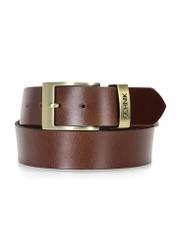 Men's brown leather belt PASMS-0127-1I(W26), front product view on white background.