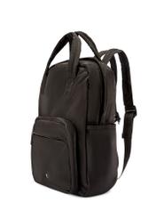 Black nylon women's backpack TOREN-0341-99(W26), diagonal product view on white background.