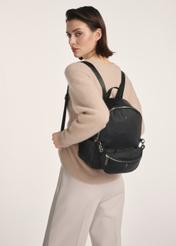 Black medium women's backpack with a waist bag TOREN-0327-99(Z25)