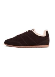 Women's dark brown suede sneakers BUTYD-1292-1I(Z26), side view of the product on a white background.