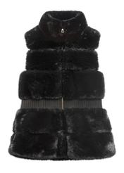 Women's black fur vest KAMDP-0006-99(Z25), front product view on white background.