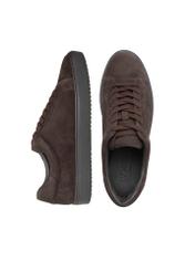 Dark brown leather sports shoes BUTYM-0503A-1I(W26), product view from above on white background.