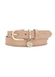 Beige women's leather belt PASDS-0275-81(Z25), front product view on white background.