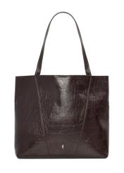 Burgundy croco women's shopper bag TOREC-1304-4D(Z26), front product view on white background.