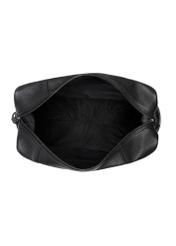Men's black leather travel bag TORMS-0421A-99(Z25) - product view from above on white background.