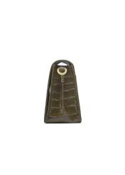Women's leather croco handbag in khaki color TORES-1324-8D(Z26) - side view of the product, on a white background.