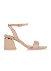 Beige leather sandals on a low post BUTYD-1077-81(W24)-01