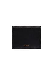 Black leather card case PORES-1005-99(Z26) - front product view, on white background.