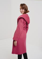 Women's long raspberry oversize coat PLADT-0052-32(W24)-02