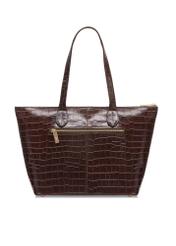 Women's brown leather shopper handbag TORES-0939F-1H(W26), product view from the back on a white background.