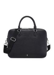 Black leather laptop bag TORES-1222-99-9I(W26) - front product view on white background.