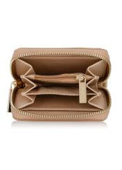 Women's small beige wallet with strap POREC-0319-81(W23)-05
