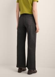 Women's black wide-leg jeans JEADT-0018-99(Z26), product view from the back on the model. Half of the silhouette visible.