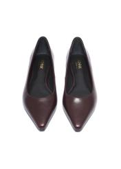 Women's leather burgundy ballet flats BUTYD-1308-4E(Z26), front product view on white background.