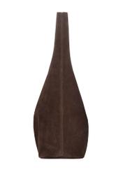 Brown suede shopper bag TORES-1403-1H(Z26). Side view on white background.