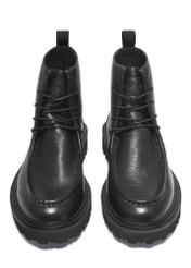 Black men's leather ankle boots BUTYM-0578-9I(Z26), front product view on white background.