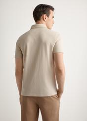 Men's light beige polo shirt POLMT-0088-1A(W26), back view of the product on the model. Half of the silhouette visible.