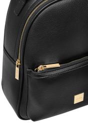 Black women's imitation leather backpack TOREC-0920-99(W26) - close-up detail, on white background.