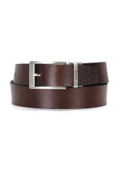 Men's brown leather belt PASMS-0167-9J(W26), front product view on white background.