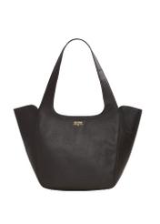 Dark brown leather women's shopper bag TORES-1340-1I(Z26), front view on a white background.