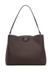 Brown women's shoulder bag TOREC-1297-1I(Z26), product view from the front on a white background.